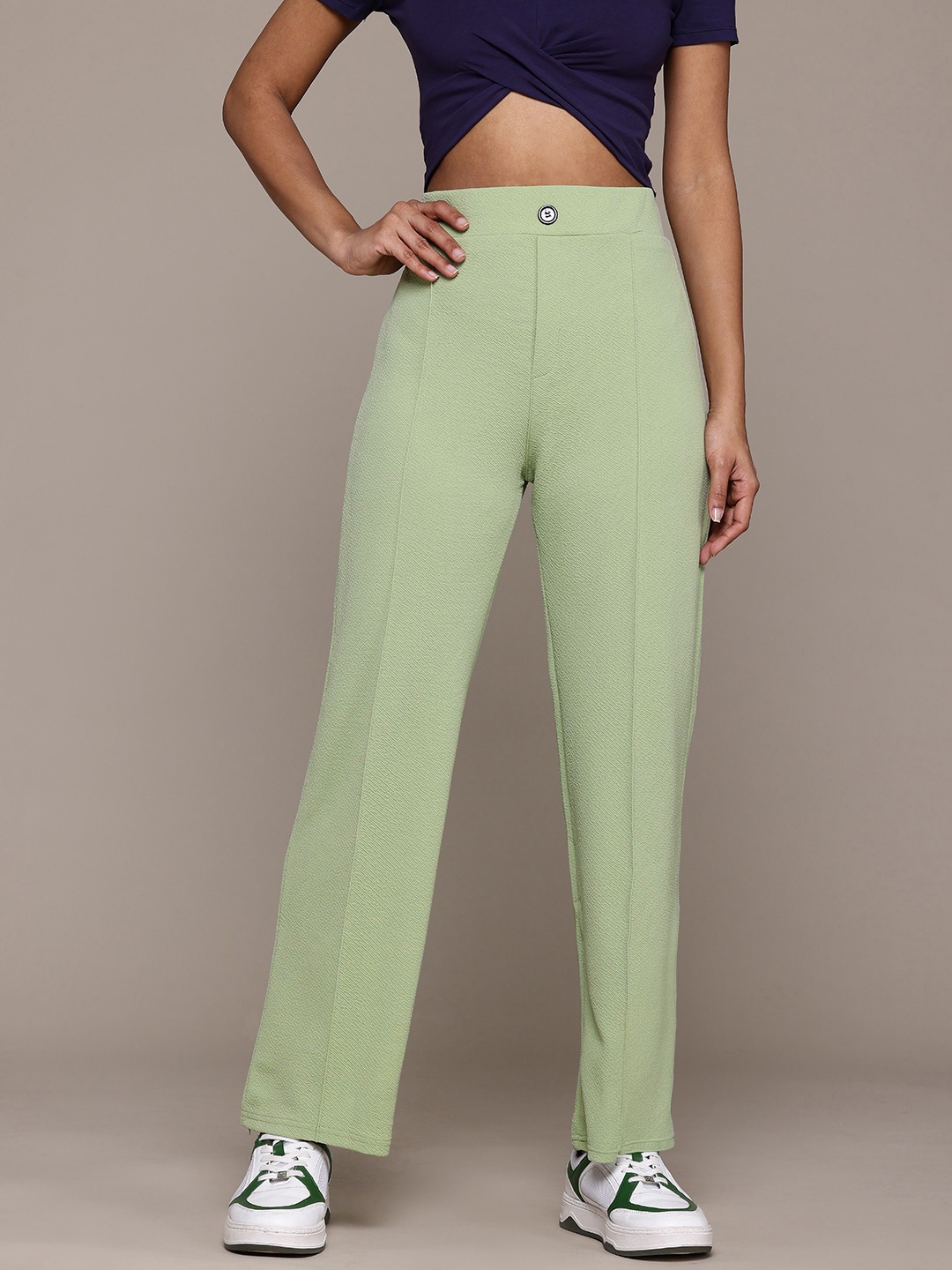 

Roadster Smart High-Rise Wrinkle Free Trousers, Sea green
