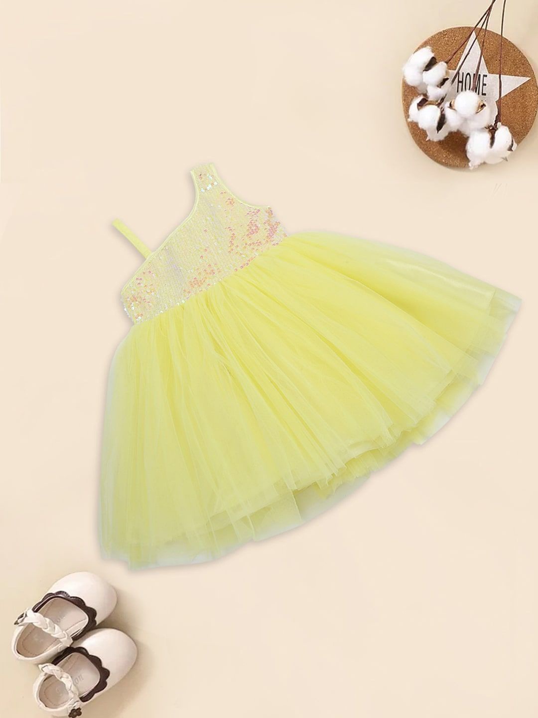 

MeeMee Applique Fit & Flare Dress, Yellow