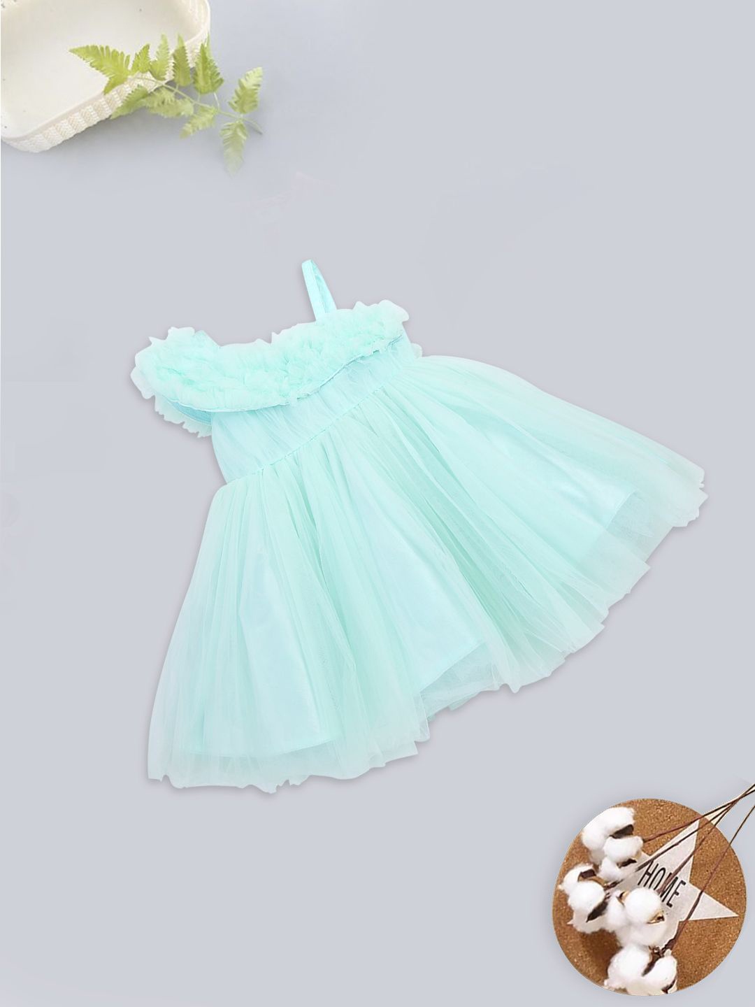 

MeeMee Applique Fit & Flare Dress, Lime green