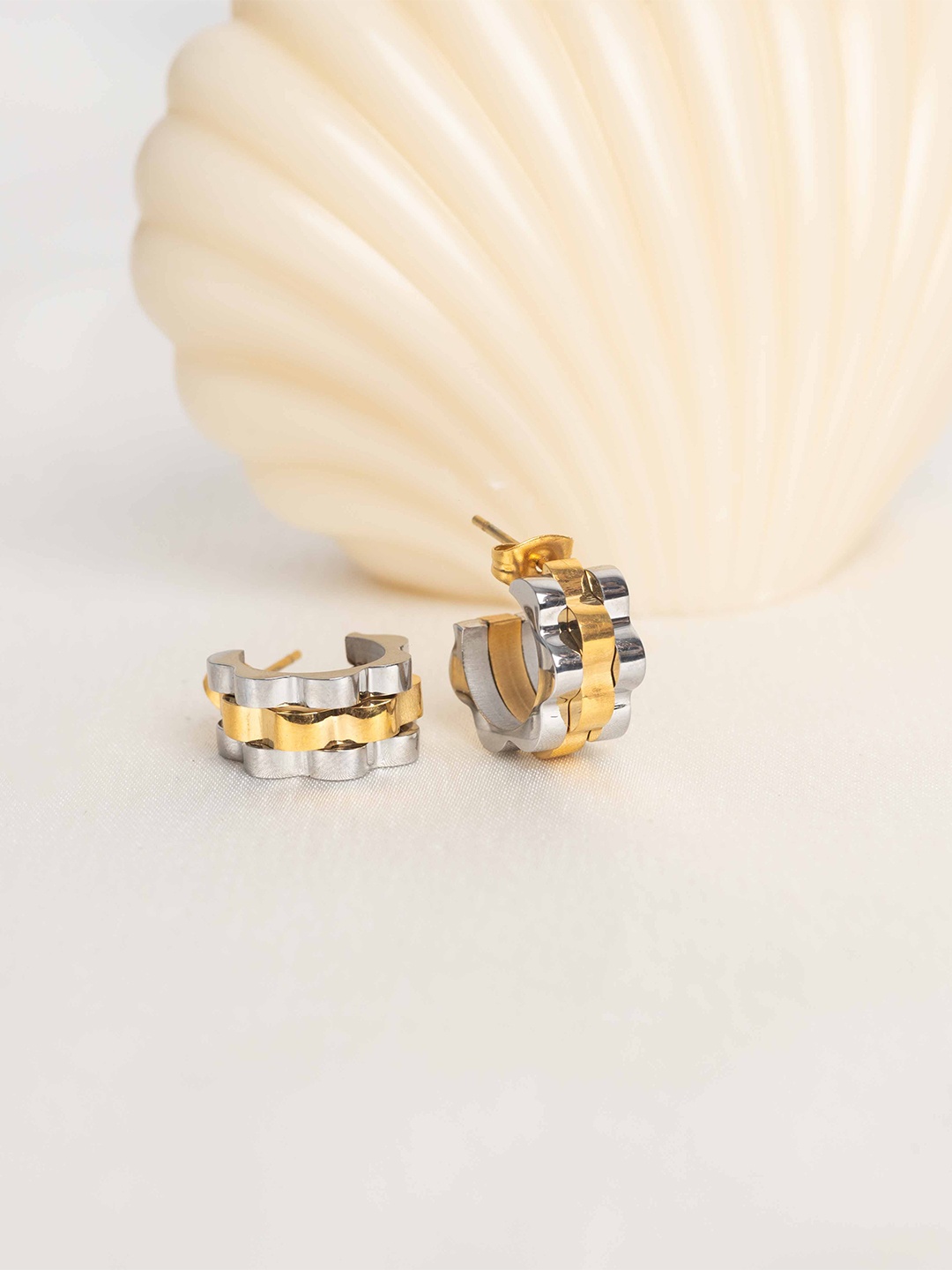 

Perfectly Average 18k Gold Plated Dual Tone Huggies Earrings