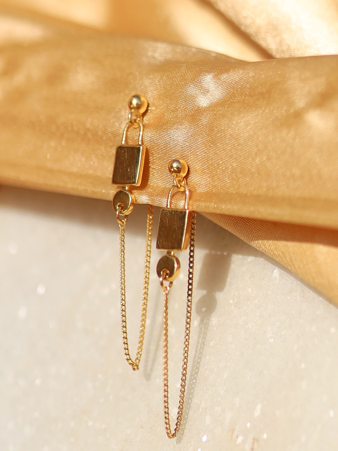 

Perfectly Average Women 18K Gold Plated Lock Dangler Studs