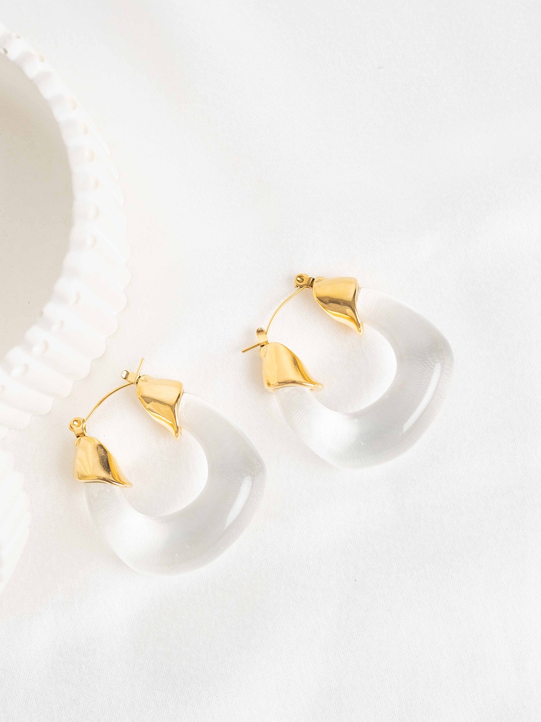 

Pefectly Average Women 18K Gold Plated Clear Resin Hoops