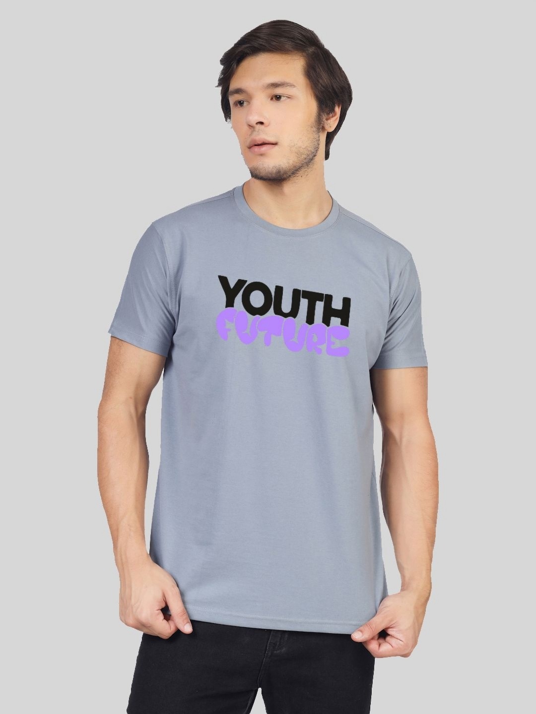 

Greylongg Men Typography Printed Round Neck T-shirt, Grey