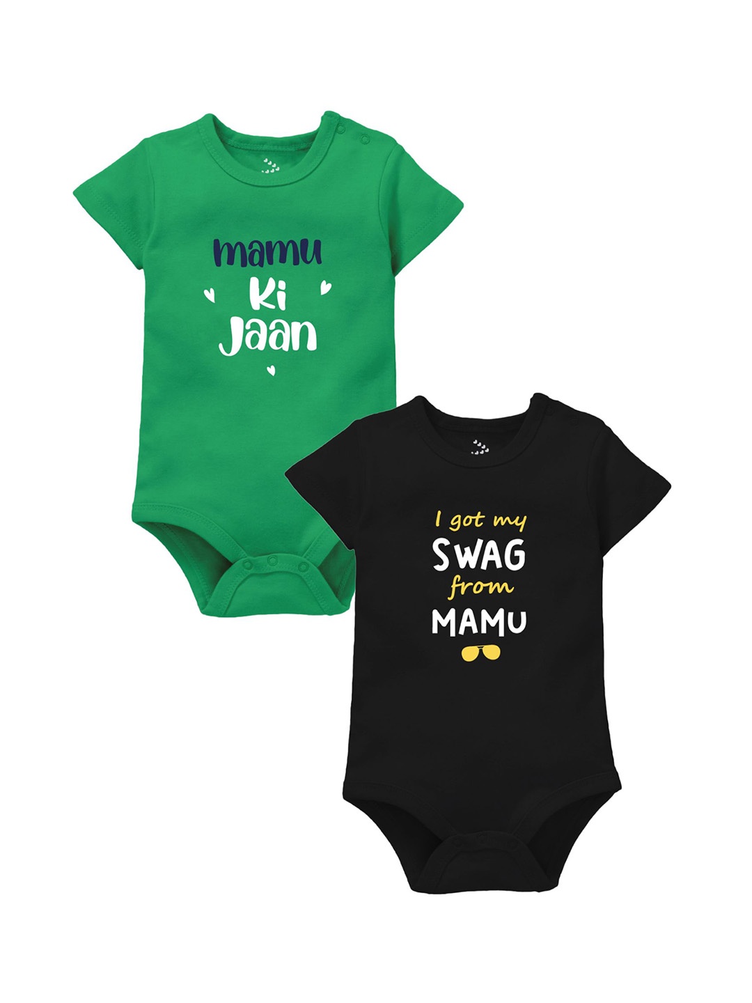 

Zeezeezoo Infants Pack Of 2 Printed Pure Cotton Bodysuit, Black
