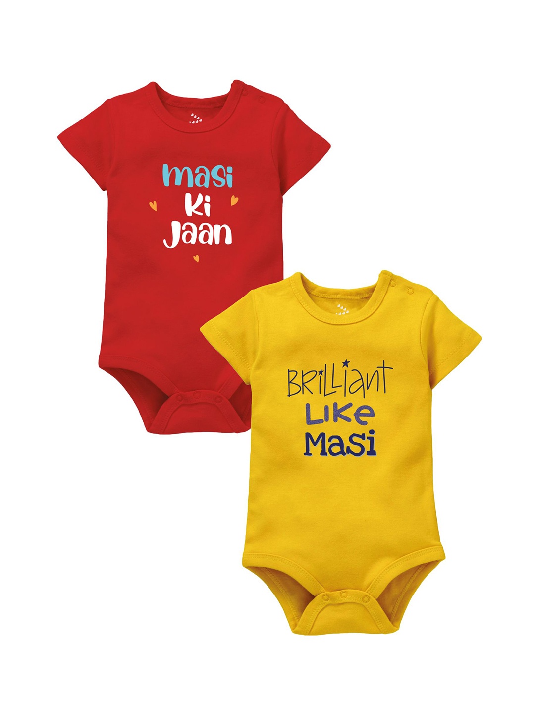 

Zeezeezoo Pack Of 2 Infants Printed Pure Cotton Bodysuit, Red