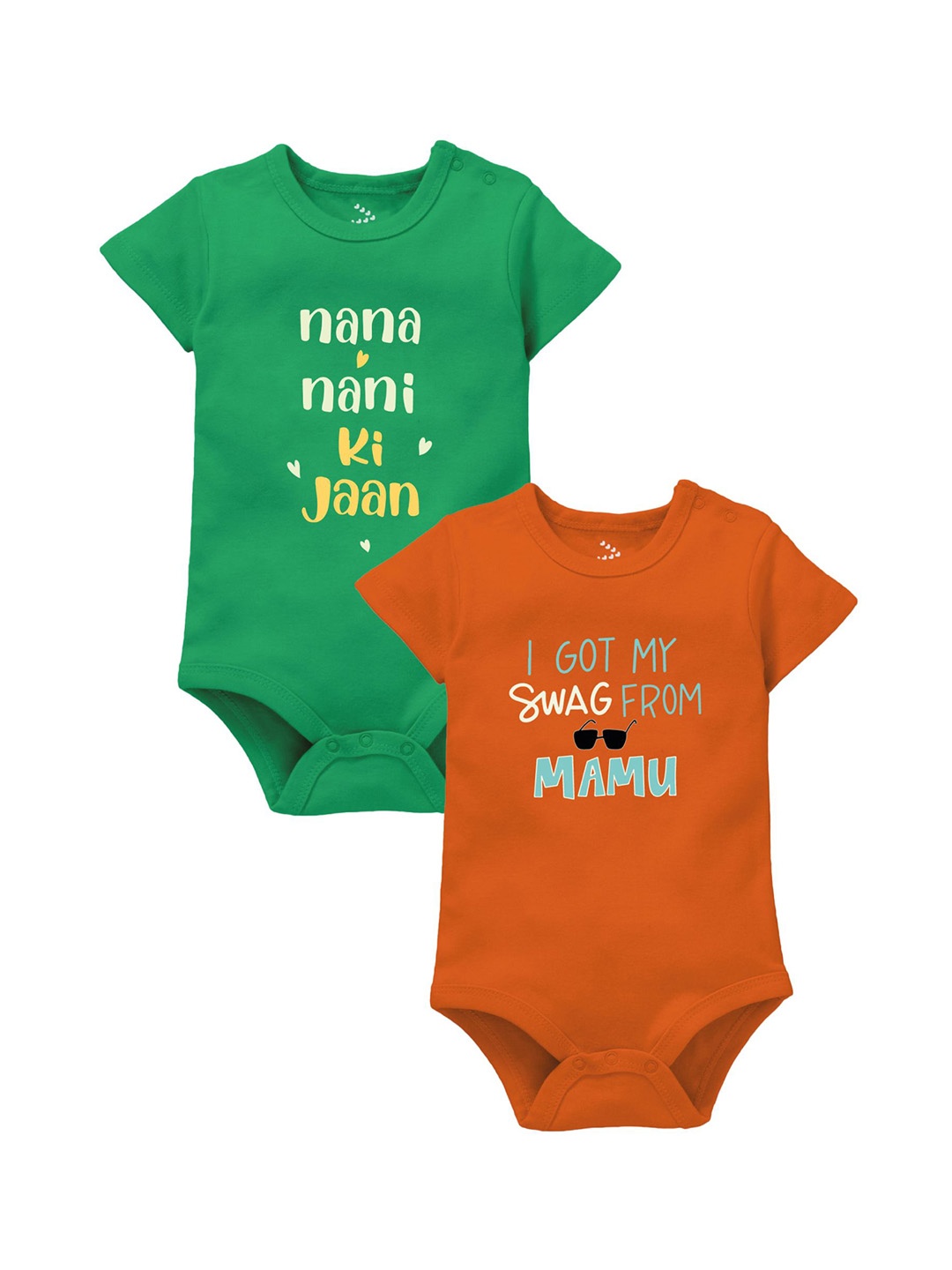 

Zeezeezoo Pack Of 2 Infants Printed Pure Cotton Bodysuit, Green