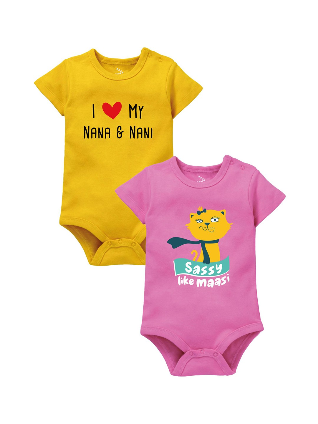 

Zeezeezoo Pack Of 2 Infant Pure Cotton Printed Bodysuit, Pink