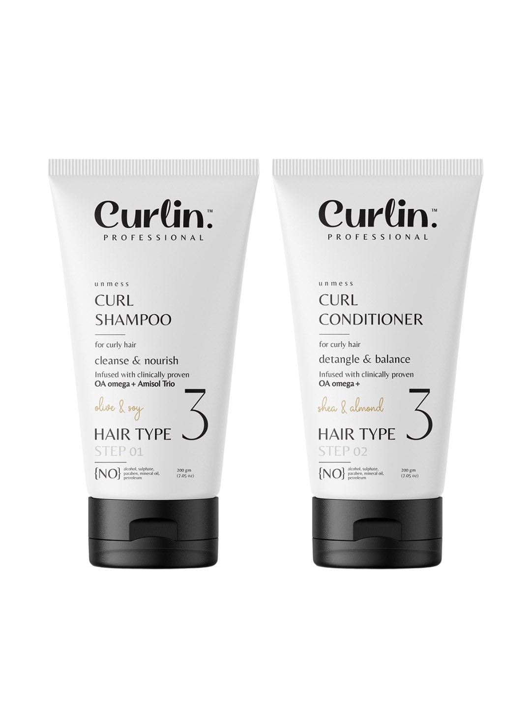 

Curlin Professional Set Of 2 Curl Shampoo & Curl Conditioner - 200g Each, White
