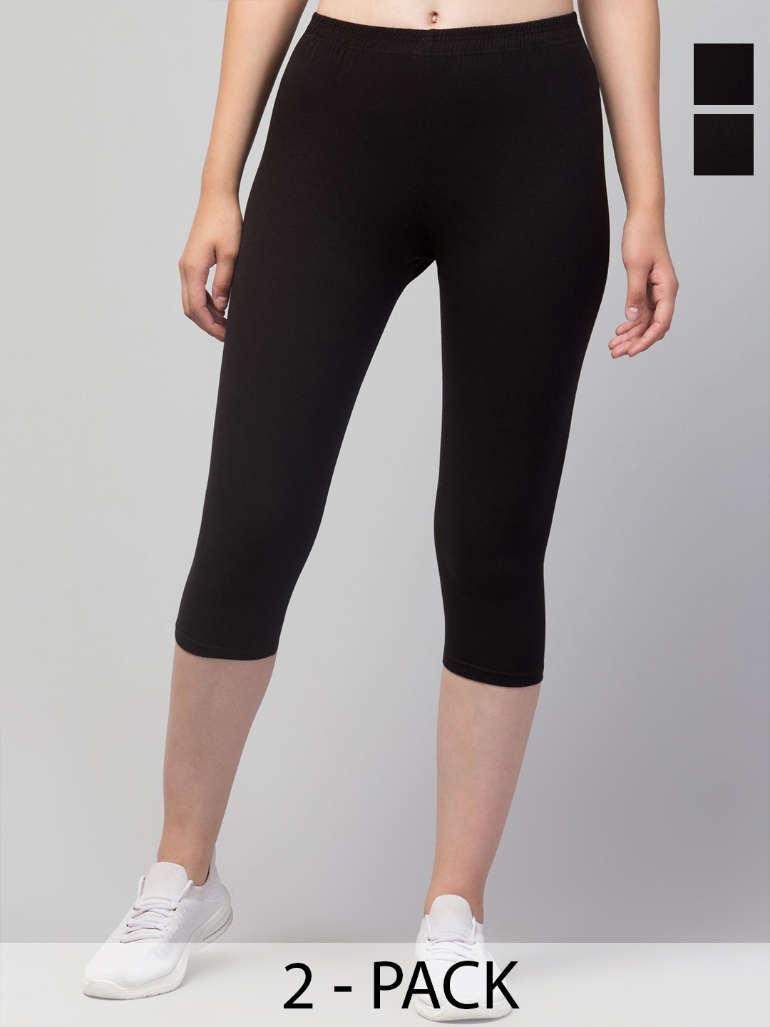 

Apraa & Parma Women Pack Of 2 Mid-Rise Capris, Black