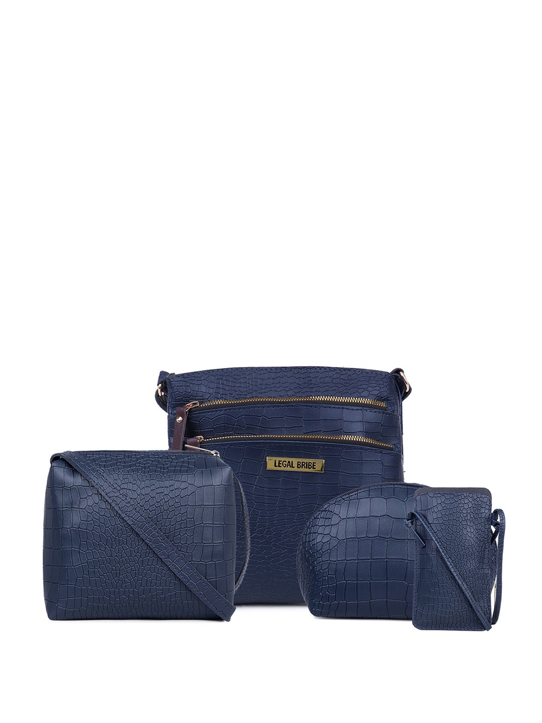 

LEGAL BRIBE Combo of 4 Textured Swagger Shoulder Bag, Blue