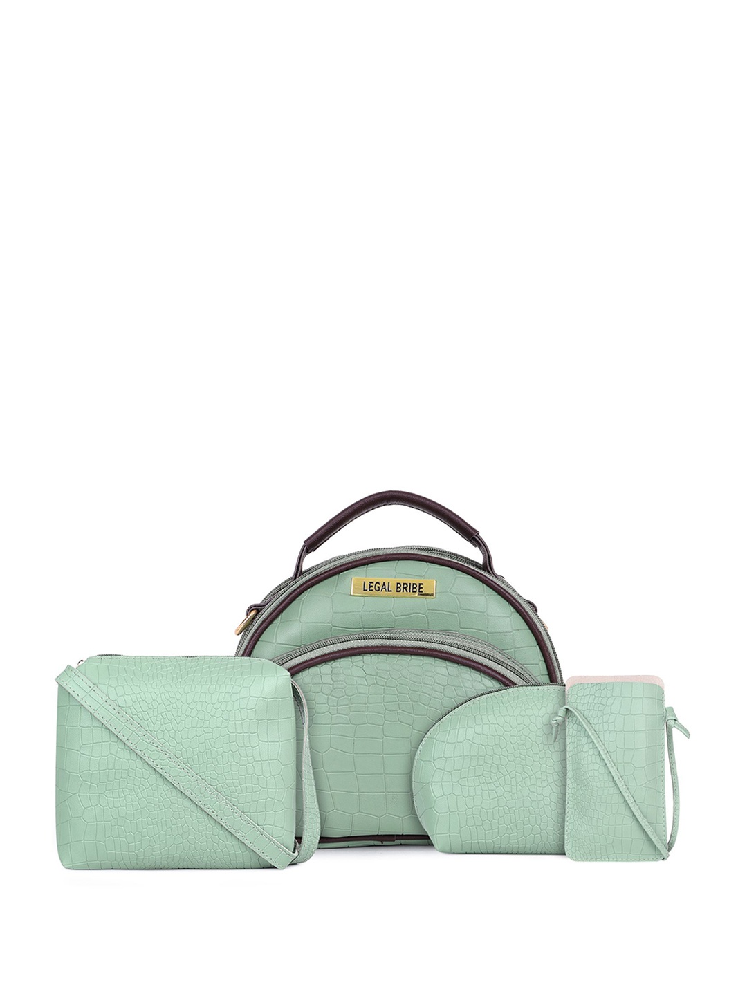 

LEGAL BRIBE Combo of 4 Textured Bowling Handheld Bag, Green