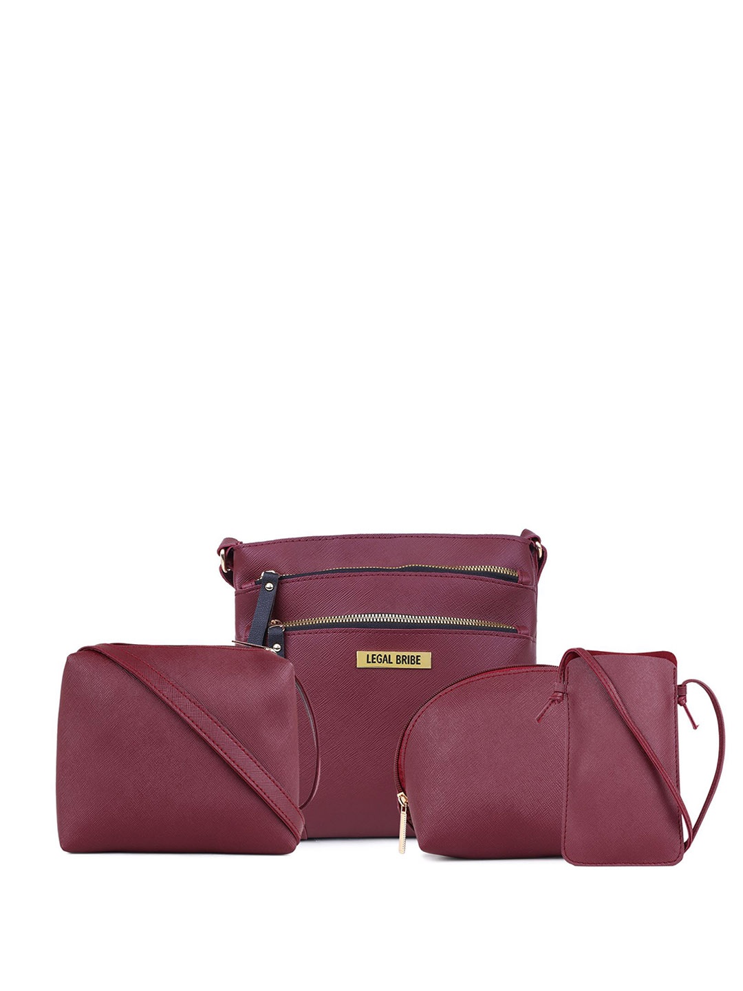 

LEGAL BRIBE Combo of 4 Structured Handheld Bag, Maroon