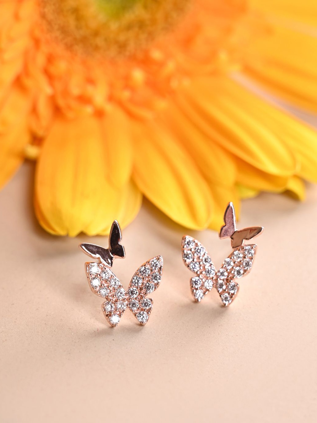 

Clara Sterling Silver Rose Gold-Plated Contemporary Cubic Zirconia Studs Earrings
