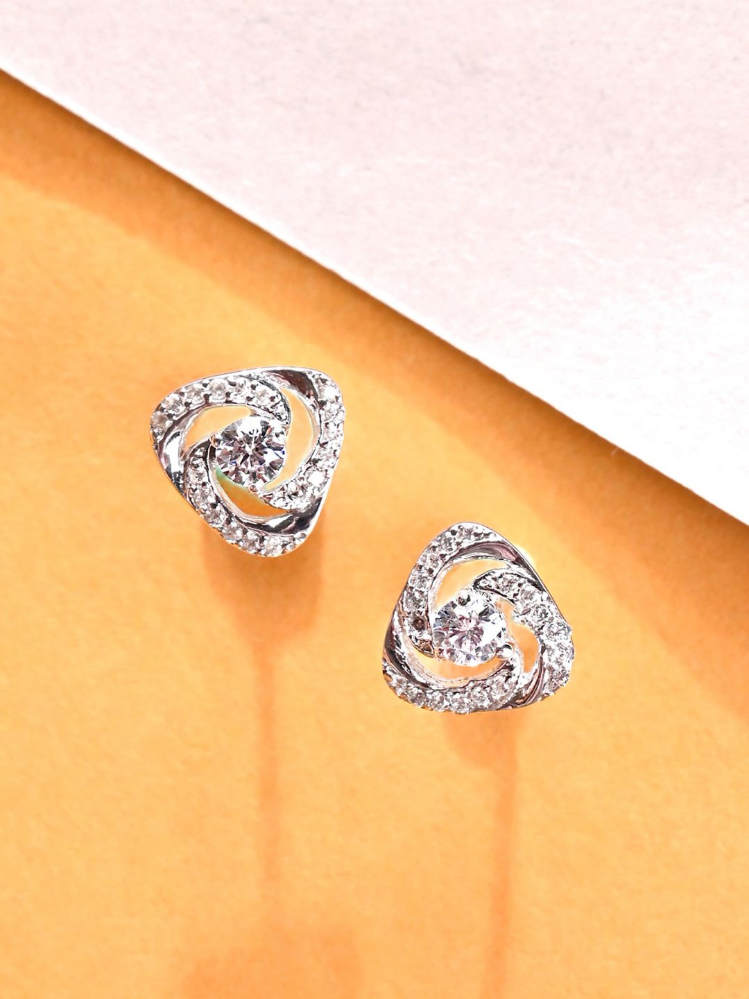 

Clara 925 Sterling Silver Cubic Zirconia Rhodium Plated Stud Earrings