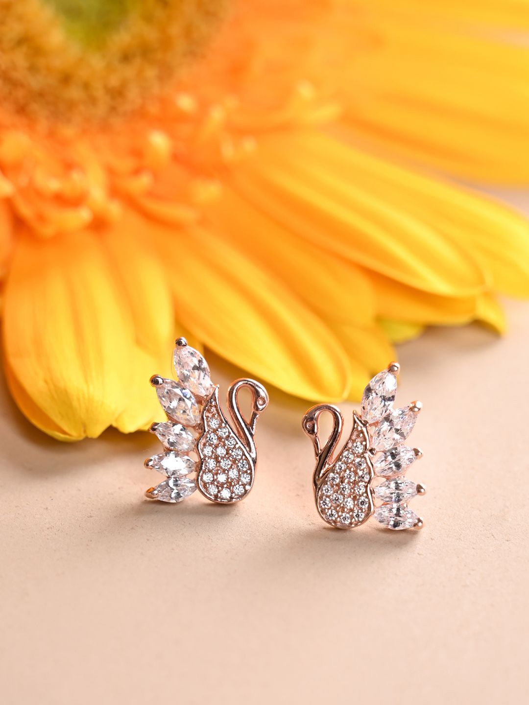 

Clara 92.5 Sterling Silver Cubic Zirconia Rose Gold Plated Stud Earrings