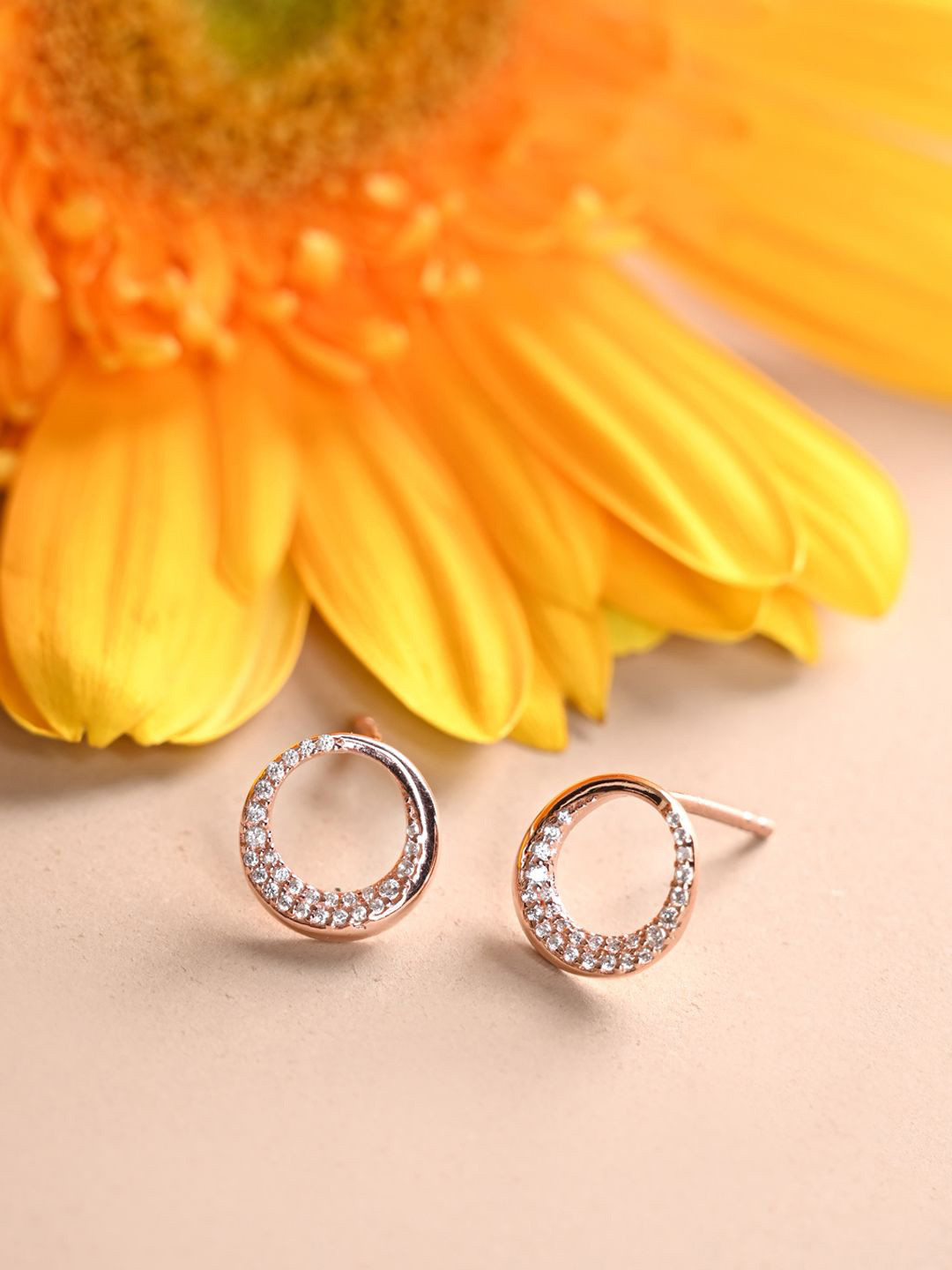 

Clara 925 Sterling Silver Cubic Zirconia Rose Gold Plated Stud Earrings