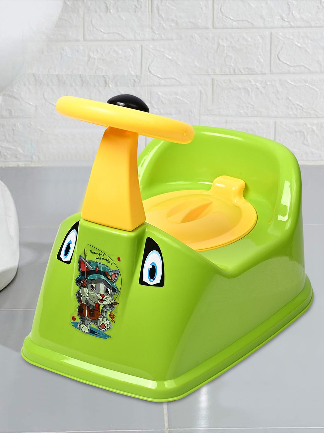 

Kuber Industries Plastic Steering Baby Potty Toilet Training Seat, Green