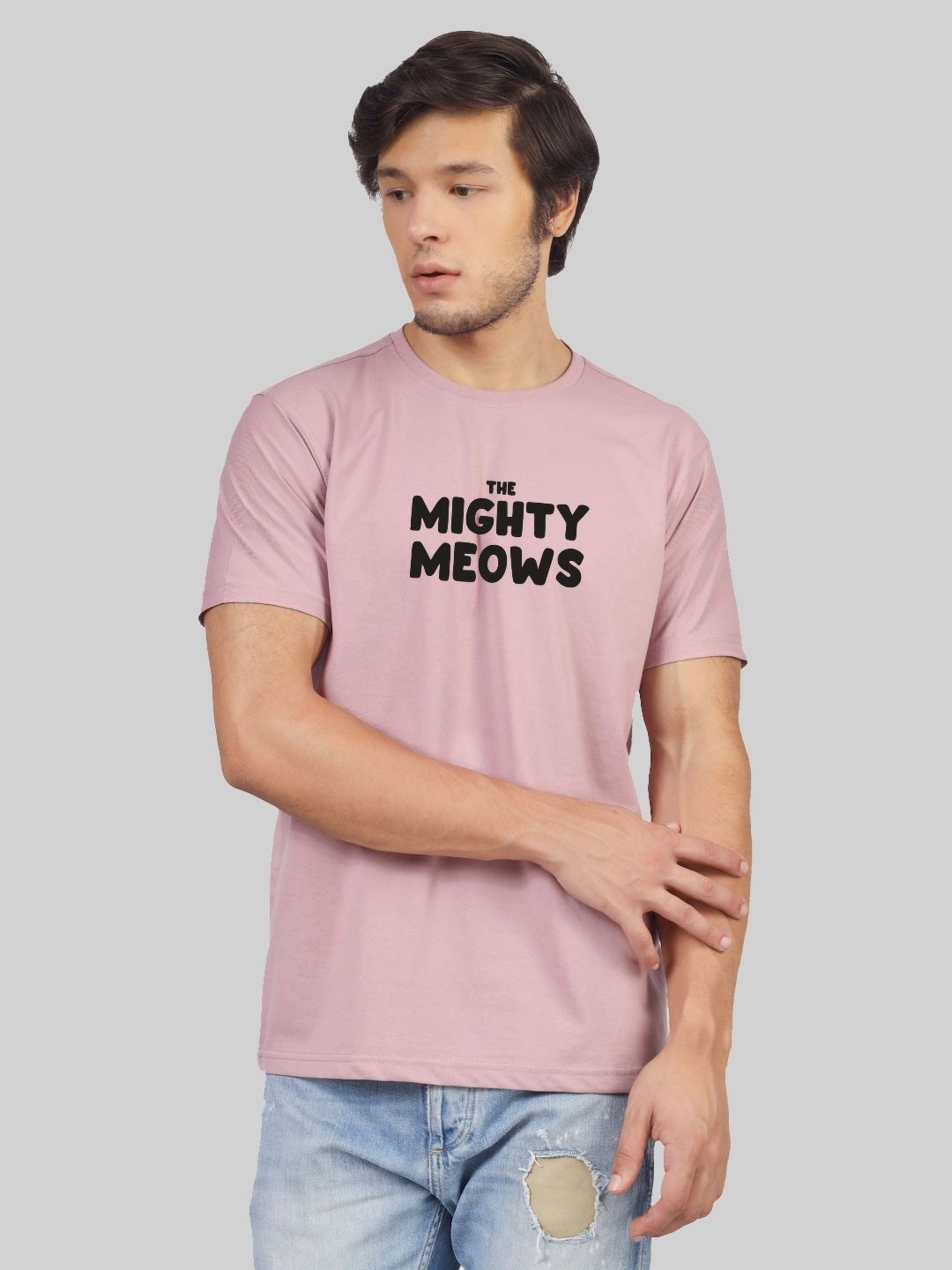 Greylongg Men Graphic Printed Round Neck T-shirt, Purple
