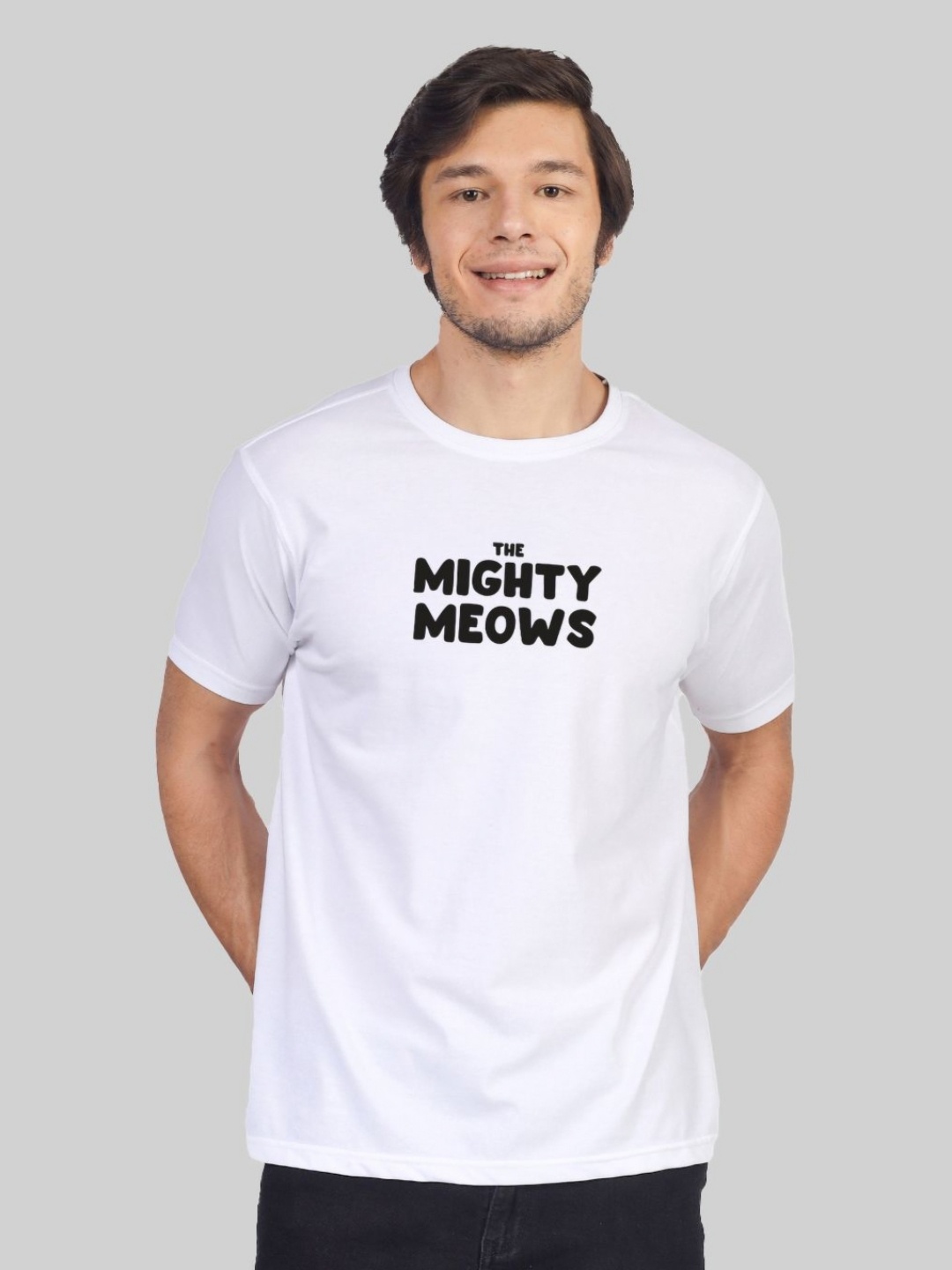 Greylongg Men Graphic Printed Round Neck T-shirt, White