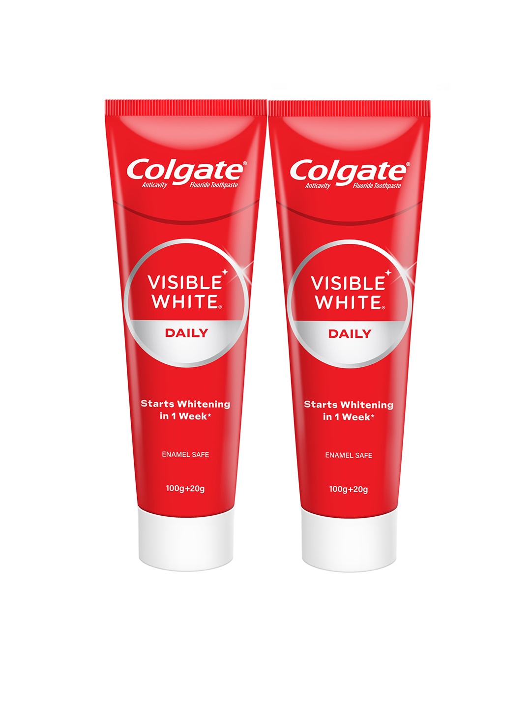 

Colgate Set Of 2 Visible White Sparkling Mint Teeth Whitening Toothpaste - 120g Each, Red