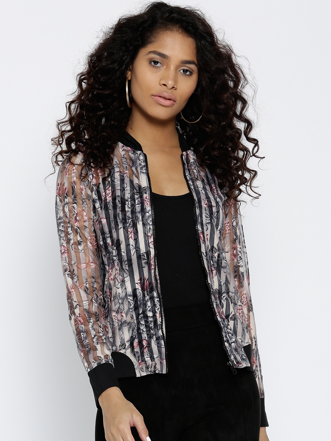 

Style Quotient Women Beige Printed Bomber