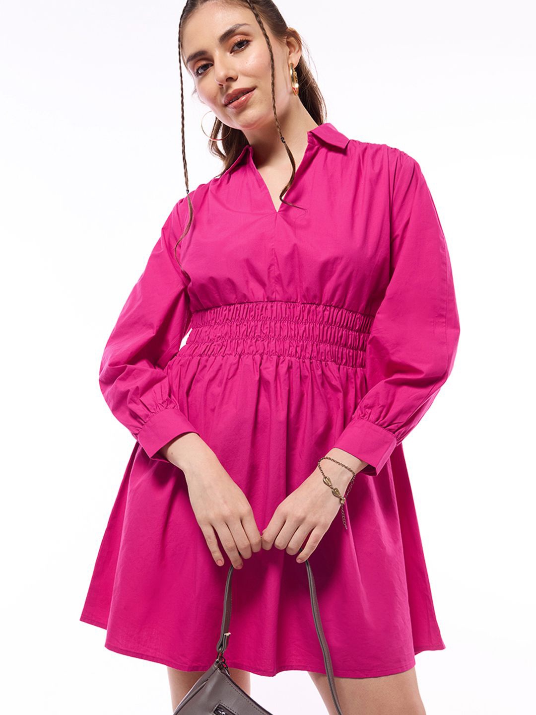 

Bewakoof Women Oversized Shirt Dress, Pink