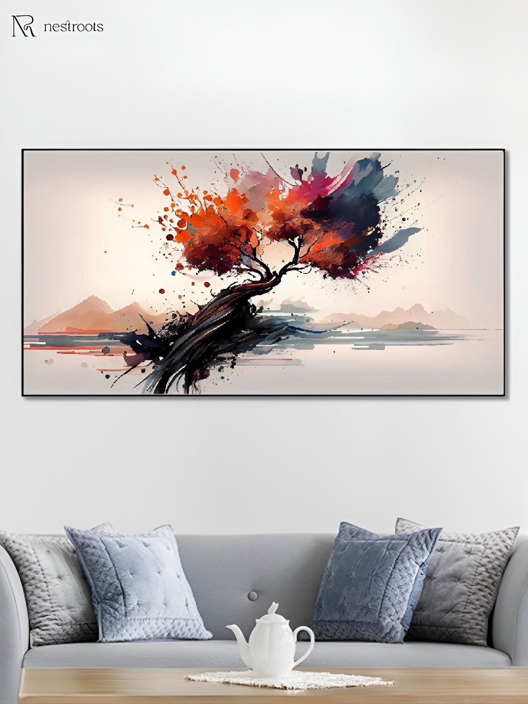 

nestroots Orange & Grey Abstract Canvas Wall Art
