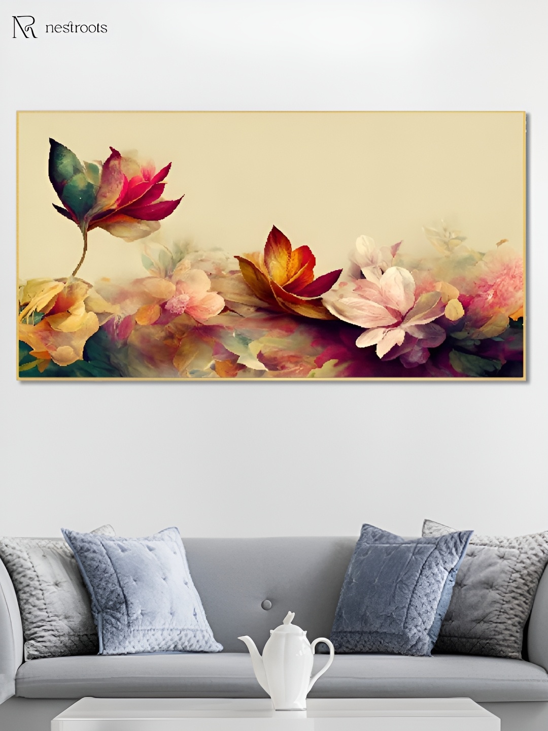 

nestroots Beige & White Floral & Botanical Canvas Wall Art