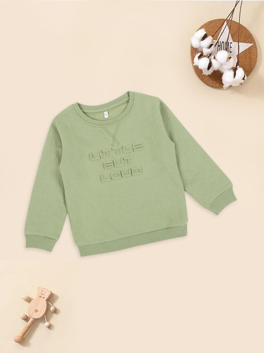 

MeeMee Boys Typography Long Sleeves Round Neck Sweatshirt, Olive