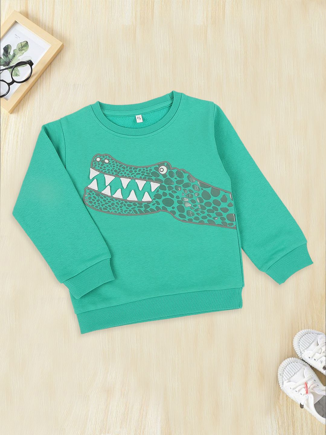 

MeeMee Boys Graphic Printed Sweatshirt, Green