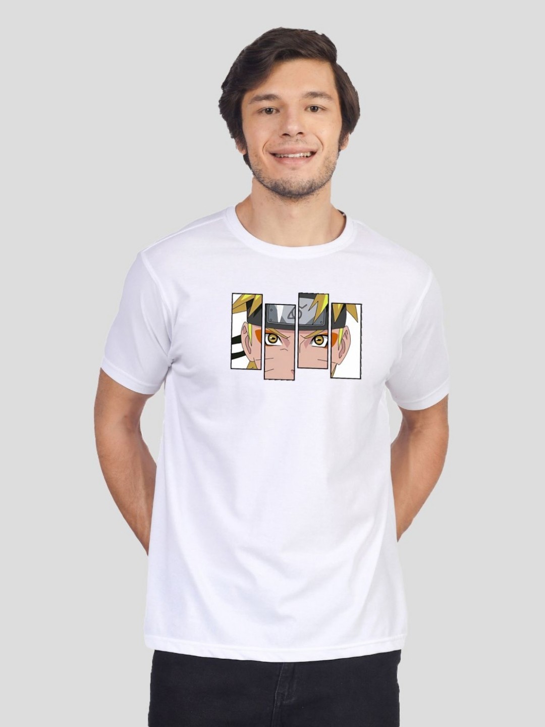 

Greylongg Men Naruto Graphic Printed Round Neck T-shirt, White