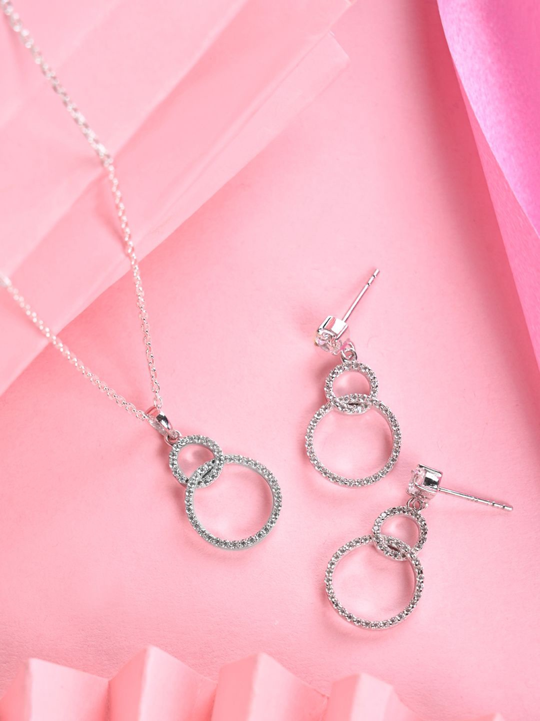 

Clara 92.5 Sterling Silver Rhodium Plated CZ Stone Studded Jewellery Set