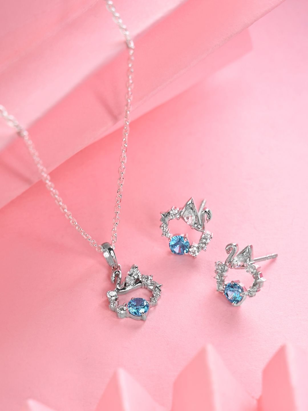 

Clara 92.5 Sterling Silver Rhodium Plated CZ Stone Studded Jewellery Set