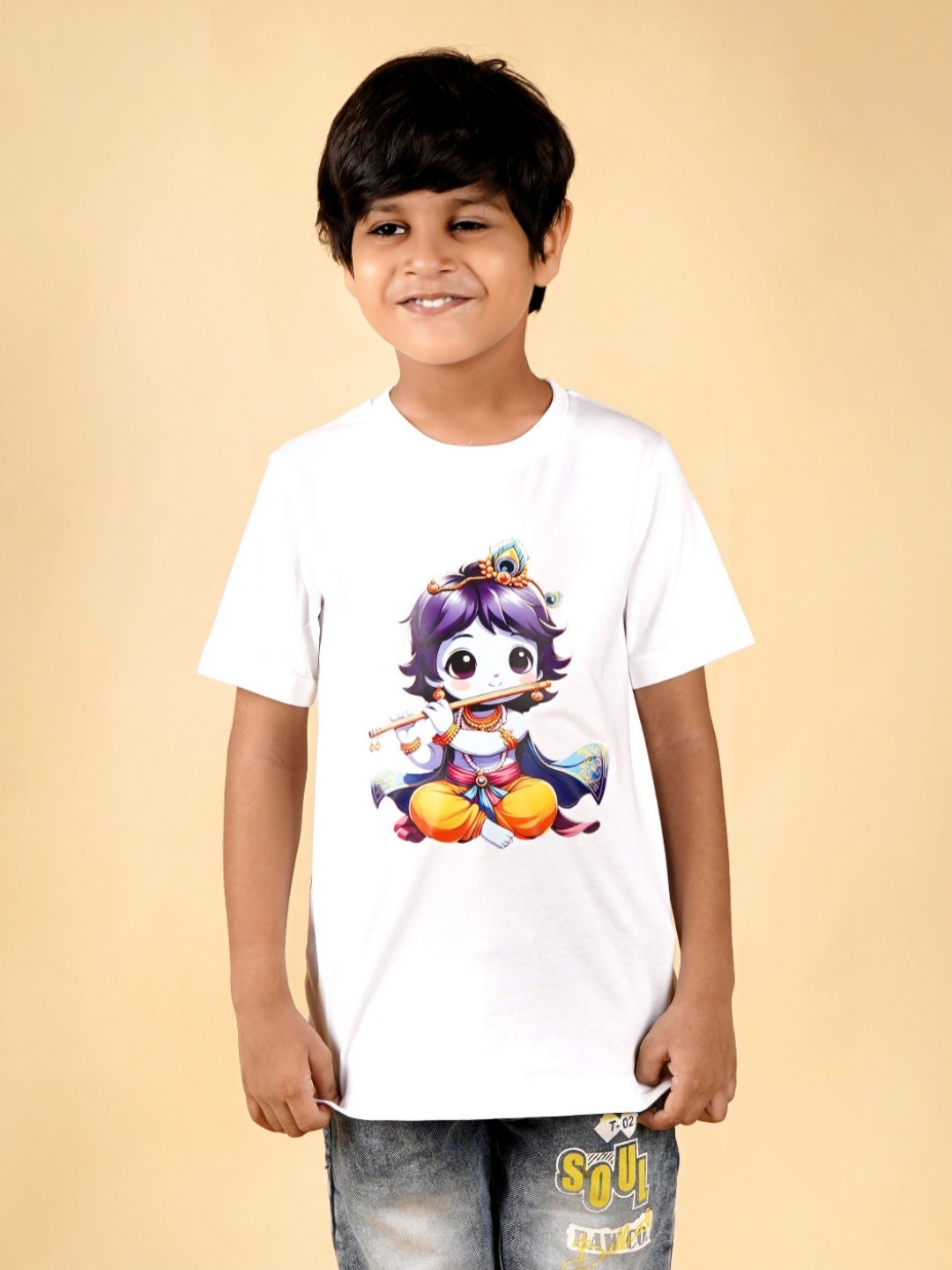 

PRABHUBHAKTI Kids Boys Graphic Printed T-shirt, White