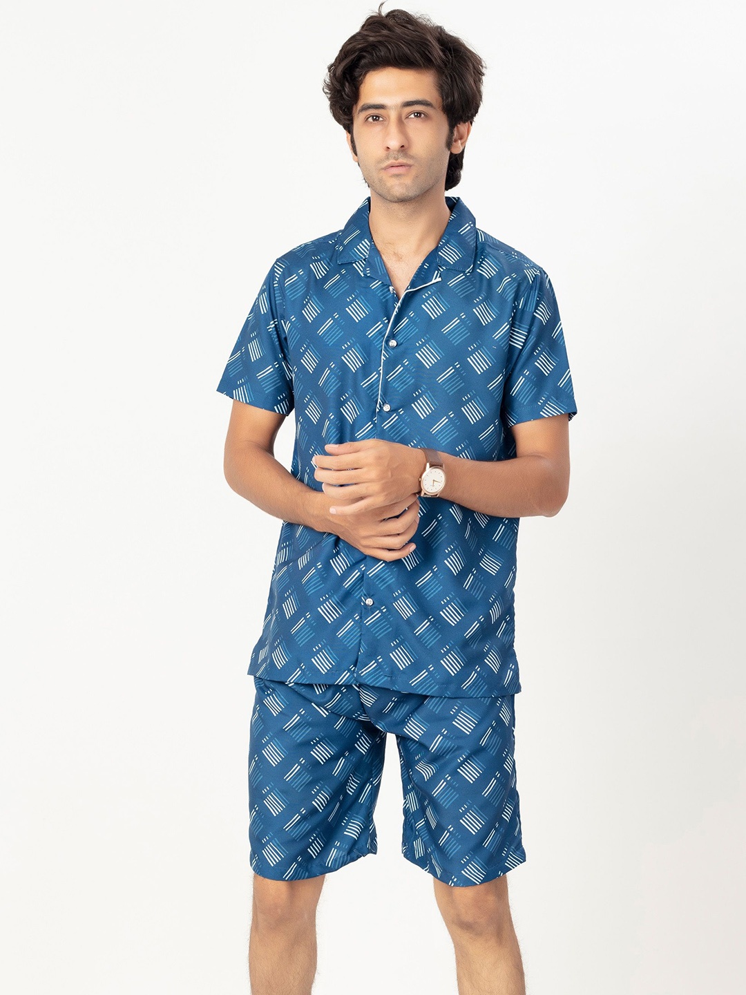 

Gavin Paris Printed Shirt & Shorts Co-Ords, Blue