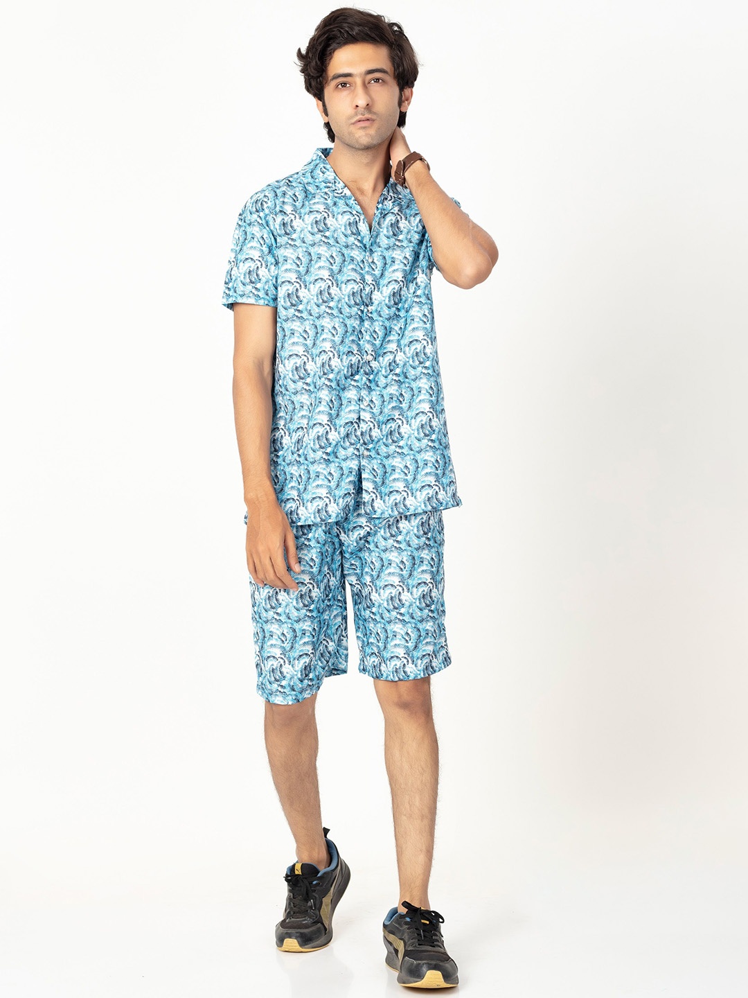 

Gavin Paris Printed Shirt & Shorts Co-Ords, Blue