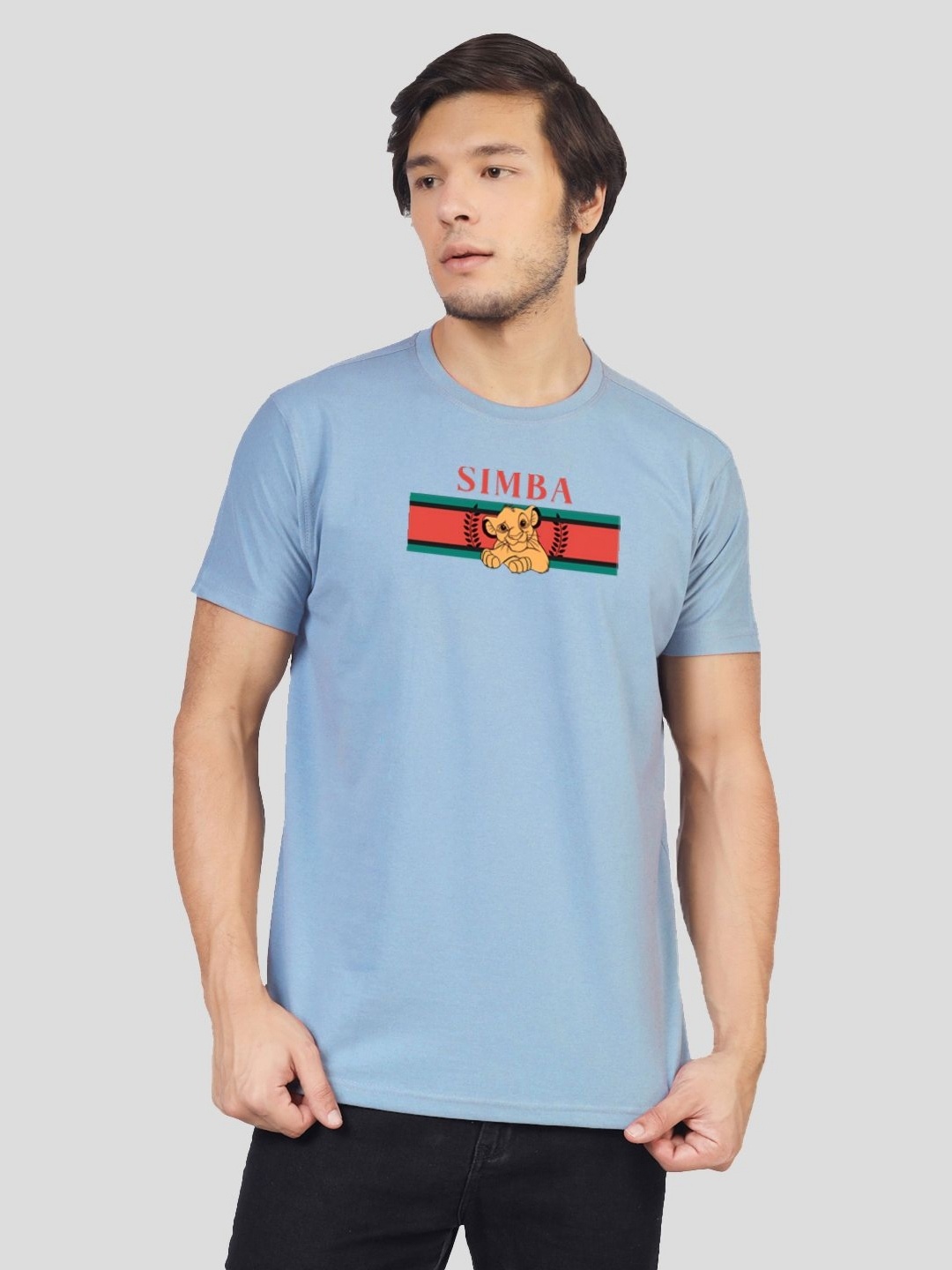 

Greylongg Men Simba Graphic Printed Round Neck T-shirt, Blue