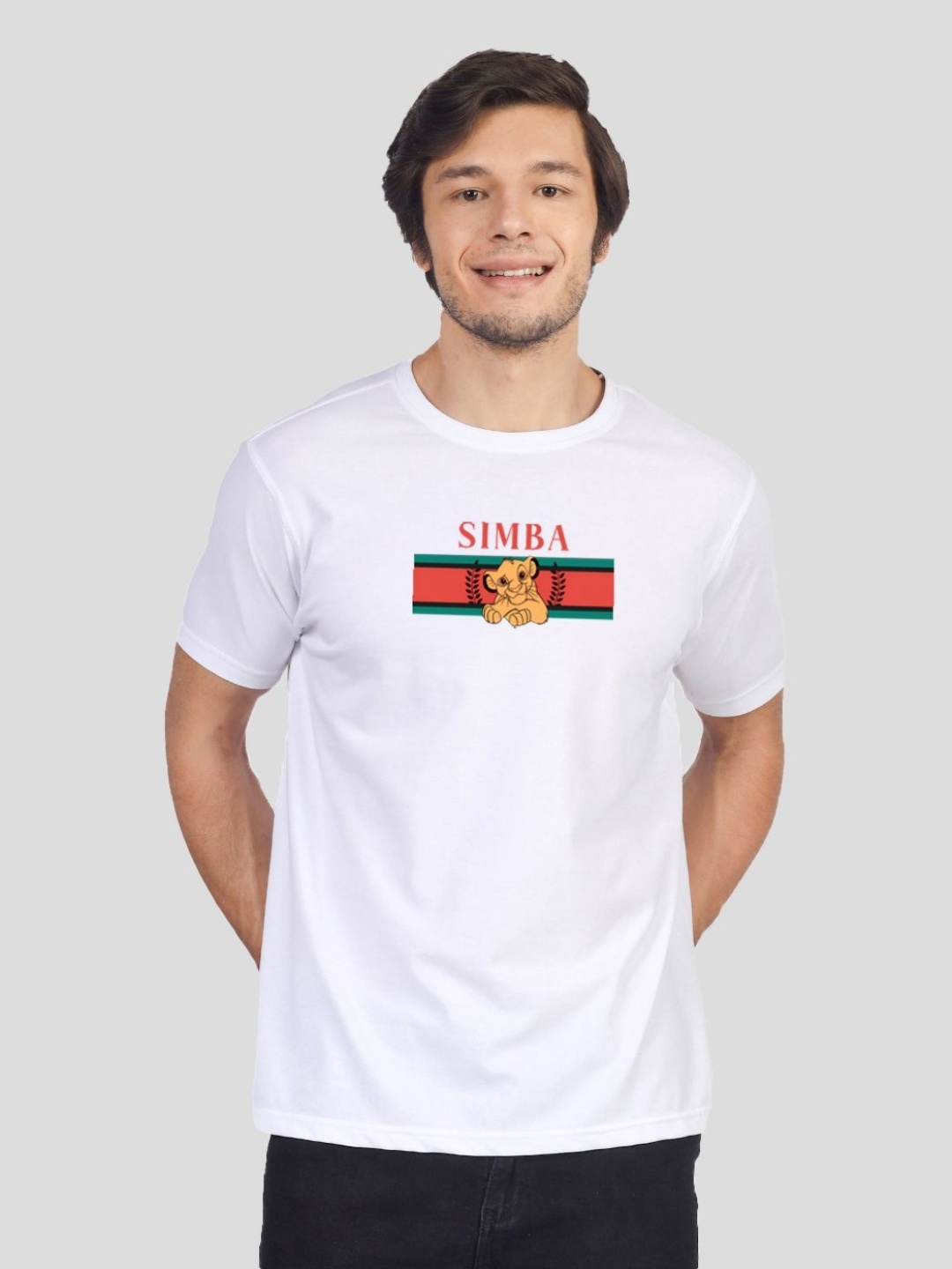 

Greylongg Men Simba Graphic Printed Round Neck T-shirt, White
