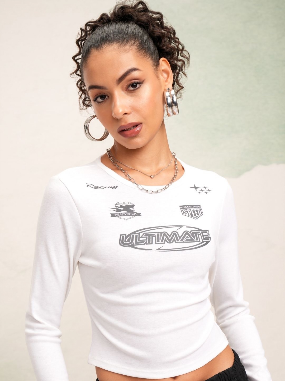 

Tokyo Talkies Women Typography Printed Round Neck Cotton Slim Fit T-shirt, White