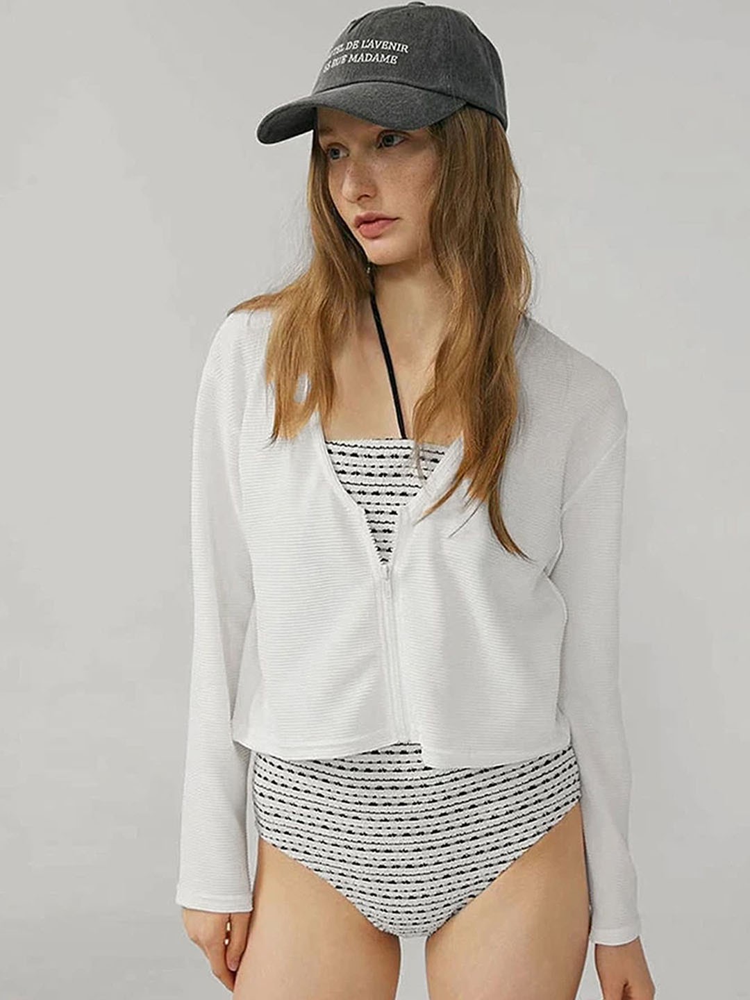 

LULU & SKY Textured Halter Neck Swimsuit, White