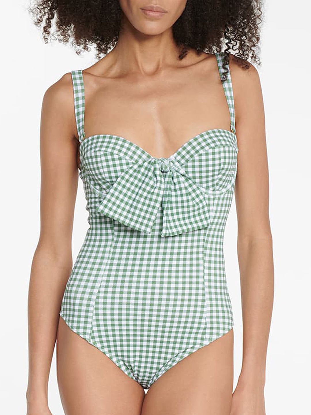 

LULU & SKY Checked Beachwear Monokini, Green