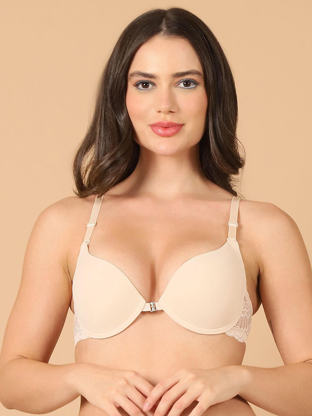 

PrettyCat Medium Coverage Underwired Lightly Padded Push-Up Bra, Beige