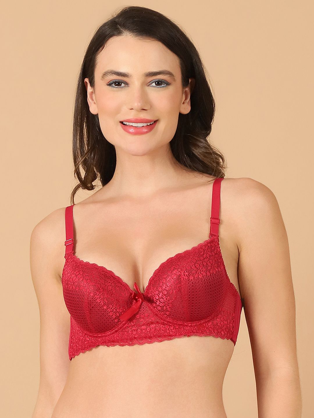 

PrettyCat Half Coverage Underwired Lightly Padded T-shirt bra, Maroon