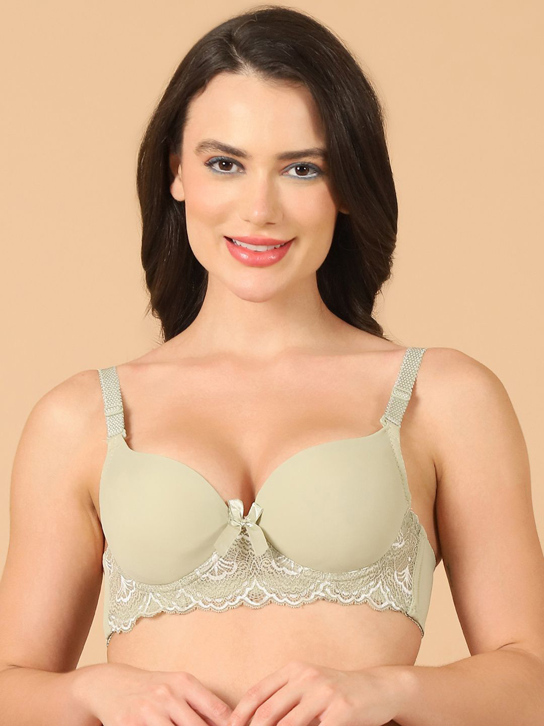 

PrettyCat T shirt Bra Medium Coverage Underwired Lightly Padded, Lime green