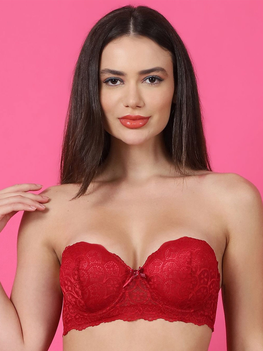 

PrettyCat Floral Bra Medium Coverage Underwired Lightly Padded, Red