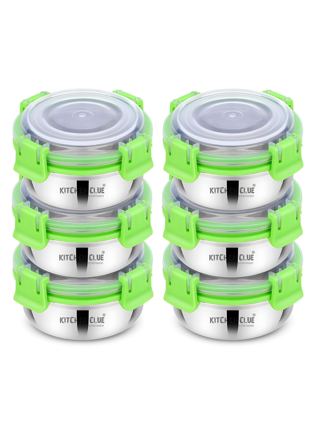 

KITCHEN CLUE Green 6 Pieces Stainless Steel Lunch Box 350 ml