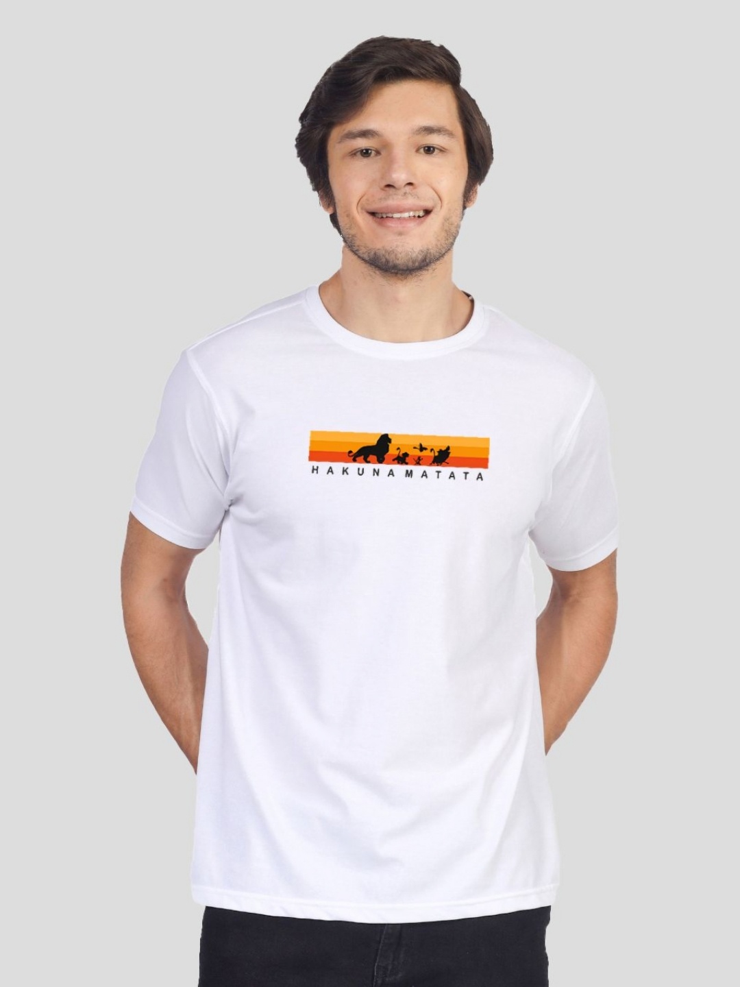 

Greylongg Men Lion King Graphic Printed Round Neck T-shirt, White