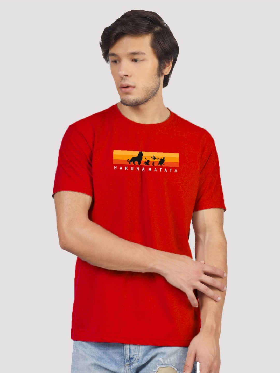 

Greylongg Men Sports Printed Applique T-shirt, Red