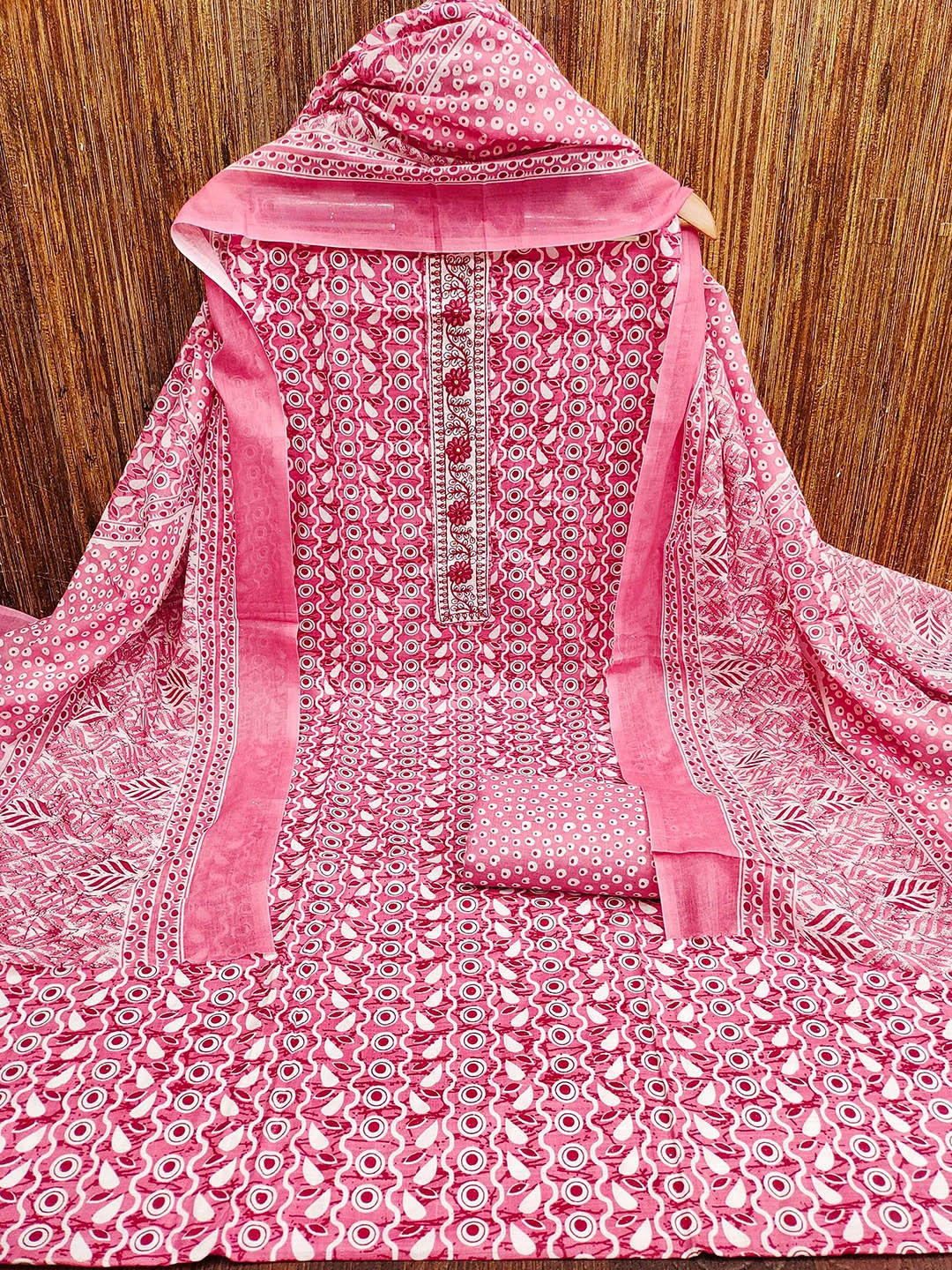 

KALINI Printed Unstitched Dress Material, Pink