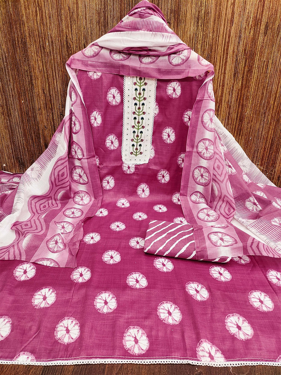 

KALINI Floral Printed Unstitched Dress Material, Pink